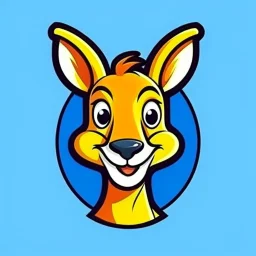 Kangaroo Mascot Logo in the style of 1997 pop culture and with a fancy and professional look to it.