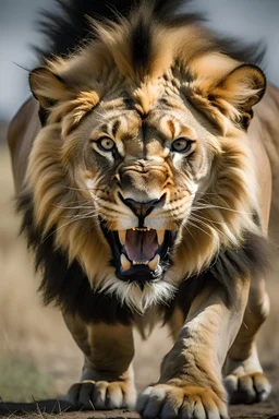 agressive lion