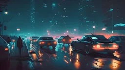 Ночь город машины люди