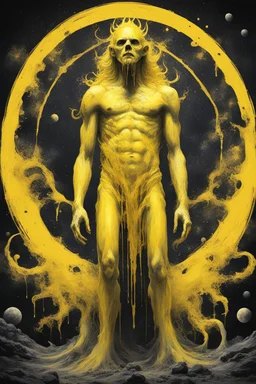 yellow god of ballance inhumane cosmic horror yellow paint