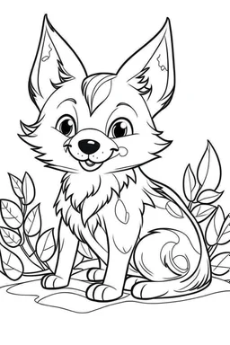 outline art for Pup (Wolf) coloring pages with sitch, white background, Sketch style, full body, only use outline, toddlers style, clean line art, white background, no shadows and clear and well outlined.