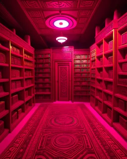 A magenta psychic library designed in Kuna Molas