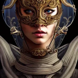 Very very very very highly detailed epic photo of full face with beautiful ornamental venetian mask, intricate, dystopian, sci-fi, extremely detailed, digital painting, artstation, concept art, smooth, sharp focus, illustration, intimidating lighting, incredible art by Artgerm and Vincent di Fate and Anton Pieck