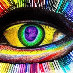 melted crayon drawing of rainbow eye with jewel as iris, 8k resolution, high-quality, fine-detail, muted colors,intricate, digital art, detailed matte, volumetric lighting, illustration, octane render, Kristina Nelson,Brenna Miller, Jane Davenport, Jeffrey Robert