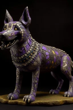 A purple undead elemental hyena designed in Ancient Roman mosaics painted by Francis Danby