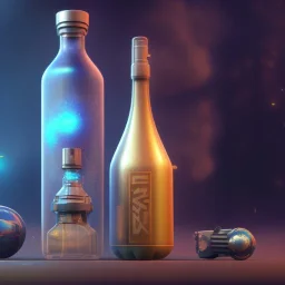 Space in bottle, realistic, unreal engine 5