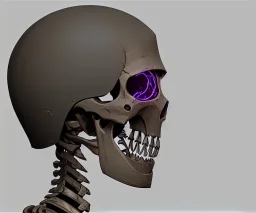 skeleton thinking helmet, wearing clamp tool on head, schematic