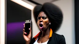 angry black lady mad on phone