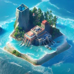 The Isometric Glass Tall Box Mini Model Little Real Island shape smooth Mixed Water Fall Under Ocean Sunshine Summer Background Blue Sea, The Last Of Us / Avatar, Octane Render / ZBrush, Cinematic, IMAX Film, Nikon D750, 16K, Autostereoscopy, Anthropomorphic, Golden Ratio, Geometry, Symmetric, Depth Of Field, Highly Detailed, Ultra Realistic, Beautiful Lighting, Halfrear Lighting, Soft Light, Candoluminescence, Cast Shadow, Reflective, Glow, Translucent, Normal Map, Carbonated --testp