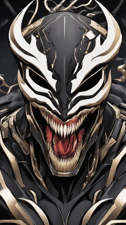 Venom with no eyes mix with machine in solo leveling shadow artstyle, cyberpunk them, intricate details, highly detailed, high details, detailed portrait, masterpiece,ultra detailed,best quality