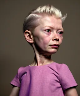 Tilda swinton toddler, full body, shoe, dress, soft skin, dramatic lighting, hyper realistic