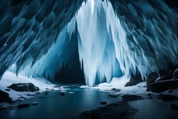 There's an ice cliff at the end of the dark ice cave.