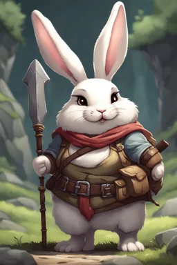 Cute fat bunny floppy ears adventurer dnd art realism