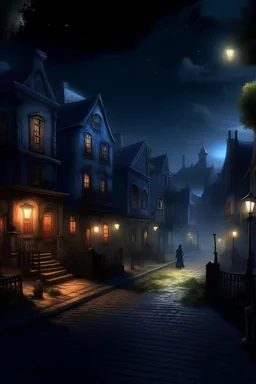Fantasy murder in a town at night
