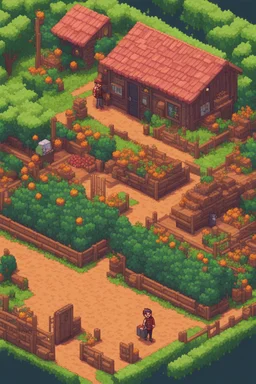 an 8-bit inspired rendering of a Stardew Valley farm where the crop he's growing is human body part