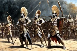 [art by Ray Harryhausen] As Arjuna and Duryodhana stand shoulder to shoulder, facing the same wooden target in the archery contest, their skills as archers are undeniable. Both warriors possess remarkable talent and prowess with the bow, each capable of hitting their mark with precision and power. Arjuna's form is impeccable, his arrows flying true and striking the target with effortless grace. His mastery of archery shines brightly, captivating the spectators and earning him admiration and acc