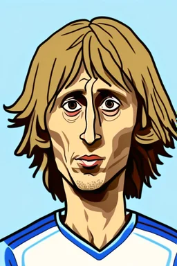 Luka Modric Croatian soccer player 2d cartoon