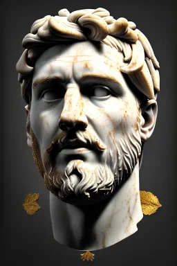 Ultra Realistic image, Roman sculpture bust, clean white marble material, Lionel Messi, gold Laurel leaves wreath, renaissance ornaments, one gold star, blue sky backfiring, chisel style, waist up portrait, emperor style, epic, celestial, cinematic lighting, god light, 4k resolution, smooth details, ornate details, soft lighting, unreal engine 5, art station, substance 3d, art concept.