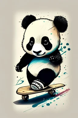 cute panda skate fast design print on demand