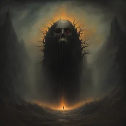 Text "THE POETIC EDDA", gathered to witness the ending of times - Brought to life by gods of deceit and lies, artsy death-metal album art, HD, surreal horror art, nightmarish, dynamic composition, dark color burn, based on the imagery of Zdzislaw Beksinski