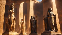 ((Masterpiece:1.3,concept art,best quality)),two Egyptian statues on the sides,macro,sunlight,fantasy,dynamic composition,dramatic lighting,epic realism,award winning illustration