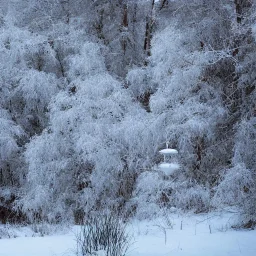 winter landscape, bells, glimmering, ice, crystals