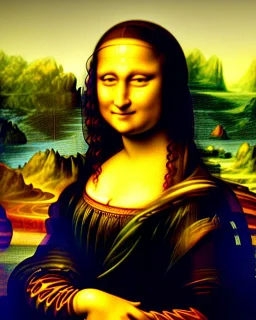 Mostrar La Monalisa de Leonardo Da Vinci, como un elfo futurista, fotorrealista, detalles intrincados, imágen completa, colores dinámicos, 8k