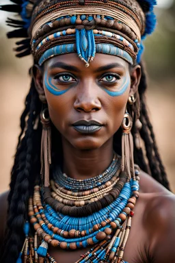 Portrait of a beautiful tribal wife blues eyes warrior
