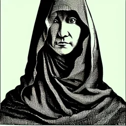 Cloaked woman, portrait, highly detailed