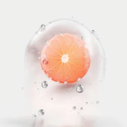 orange in red water drops, transparent background