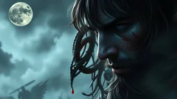fantasy,¡Libera el anillo! Sibbos llama a la guerra Ecos de poder ¡Libera el anillo battlefield aftermath, Oscura luna surge, Sangre de los caídos Reino roto y vil fog, mist, rich detail, dark fantasy, zoomed, dark deep colors, rich colors, blood, dark, close up,portrait