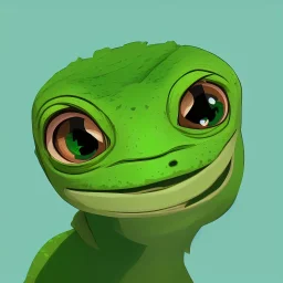 a green gecko with big eyes staring at you portrait minimalist