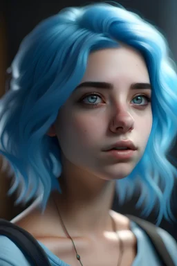 a girl with light blue hair 8K