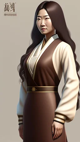 4K Photorealism : 30 year old Asian woman with a full body with a proportional body, symmetrical face, precise clean brown eyes, long flowing hair, precise chest accentuation, showing typical Japanese clothing
