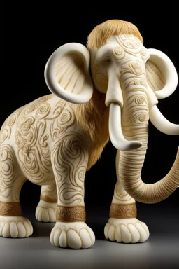 A white ice elemental woolly mammoth designed in Mehndi design painted by Paul Ranson