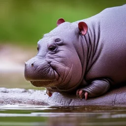 baby hippo, natural environment, photojournalism, hyper detailed, hyper realism