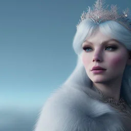 A portrait of a crystalised casttle ices snow queen, atmospheric,fantasy, realistic, unreal engine 5, cinematic lighting, octane render.