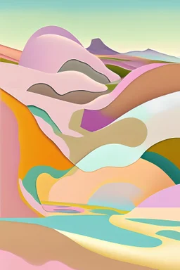 Abstract paysage using only complementary soft colors