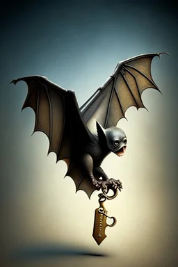 flying bat holding a key