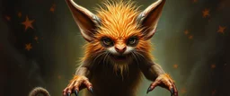 fuzz sponge tube gremlin fox demon in the astral realm, painted by Rembrandt