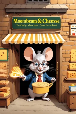 - “Mr. Whiskers McStreusel crazy old mouse with big nose doing magic inside his magic cheese shop, a wiry fellow with wild white hair and glasses so large they practically covered his whole face.” iside cheese shop “Moonbeam & Cheese”, and it had a sign hanging above the door that read: “The Only Cheese Shop Where the Stars Come to Roost!” The shop was run by a peculiar old man, Mr. Whiskers McStreusel, a wiry fellow with wild white hair and glasses so large they practically covered his whole fa