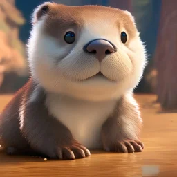 pixar art style of cute fat baby otter in natural environment, monotone color, full body, by mobeius, au naturel, hyper detailed, digital art, trending in artstation, cinematic lighting, studio quality, smooth render, unreal engine 5 rendered, octane rendered, art style by klimt and nixeu and ian sprigger and wlop and krenz cushart