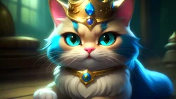 Yuumi's Cat from League of legends with a crown on the head
