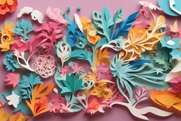 Colourful paper craft cut cutting, extra ordinary details
