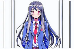 Young woman with long hair anime in a school uniform