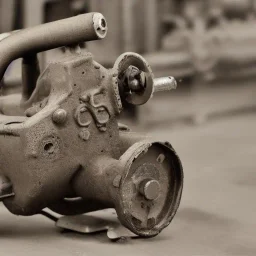 Single cylinder engine, rusty, old, small, simple