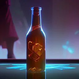 A digital message in a glass bottle. The message is the creation of artificial intelligence.