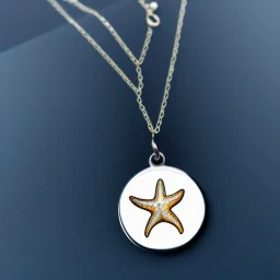 necklace with a simple, elegant design featuring a single, shimmering polyester in sea star pendant