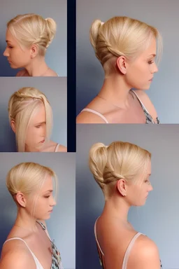 blond narrow braided ponytail, (Choppy Pixie:1.3)