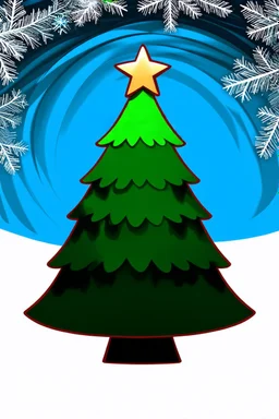 whimsical winter christmas tree, swirling, smooth vector clipart